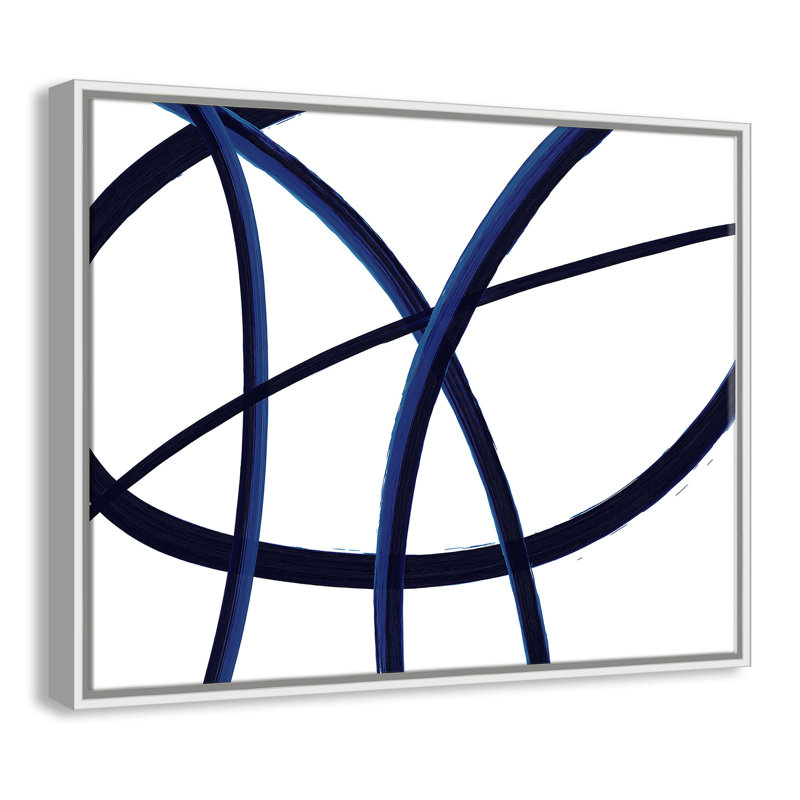 «Brush in Motion - Indigo I - Floater Frame», reproduction d'art sur toile, H 22 po x l 28 po x P 2 po, Cadre blanc