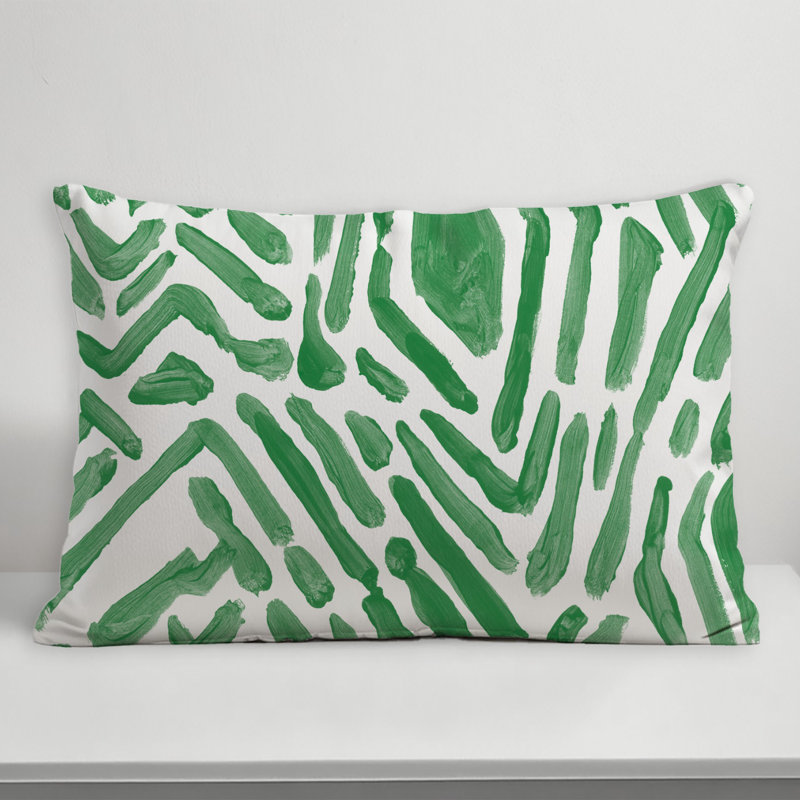 Abstract Outdoor Reversible Throw Pillow, 14" H x 20" W, Green