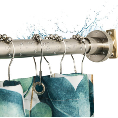 Tringle de douche robuste, tringle de rideau de douche réglable, extensible 47-84 pouces, tringle de douche à fixation permanente, acier inoxydable antirouille pour rideau de fenêtre et garde-robe, nickel brossé