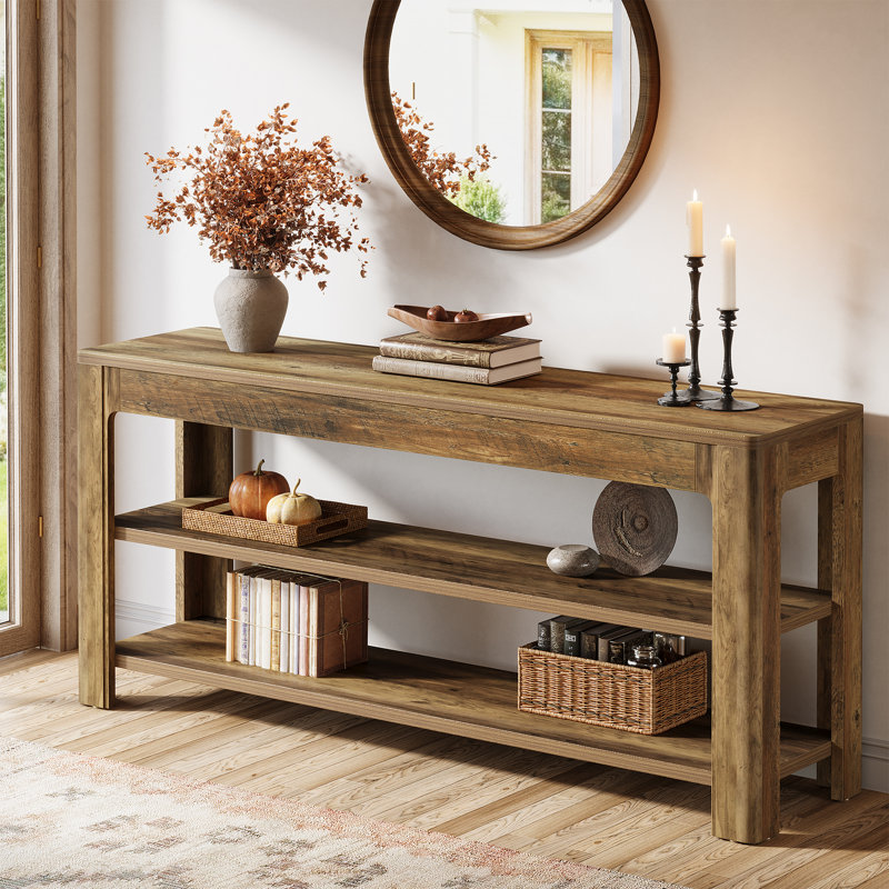 63'' Console Table with 3-Tier Storage Shelves, TV Stand for Living Room