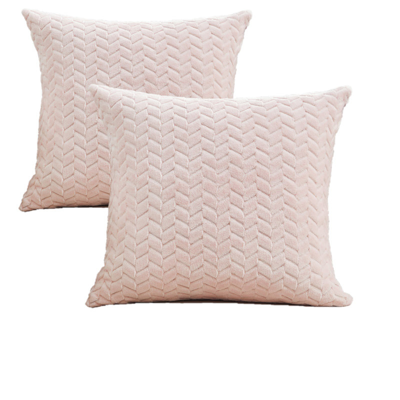 Velvet Leaves Velvet Floral 18'' Throw Pillow Cover, Pink