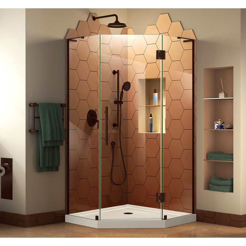 Cabine de douche rectangulaire à charnière 42 "x 74,75" avec base incluse DreamLine Prism Plus