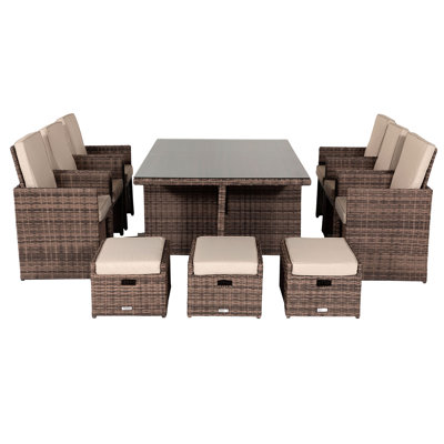 Wren 6 - Person Wicker Patio Dining Set with Square Table , Cushions Included