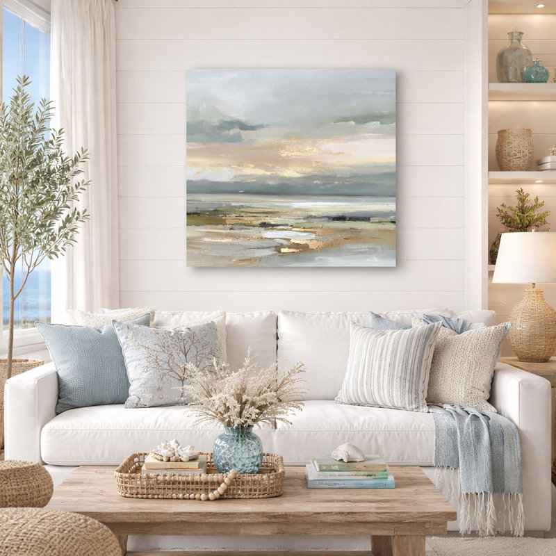Quiet Shoreline Glow Wrapped Canvas Wall Art, 40"W x 40"H x 1.5"D