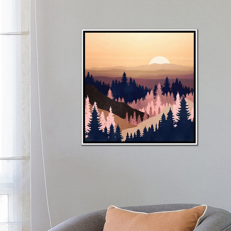 Summer Dusk - impression d'art graphique, Aucun mat, Toile blanche encadrée, 26" H x 26" W x 1.5'' D