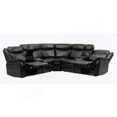 JUPITER BLACK LEATHER SECTIONAL
