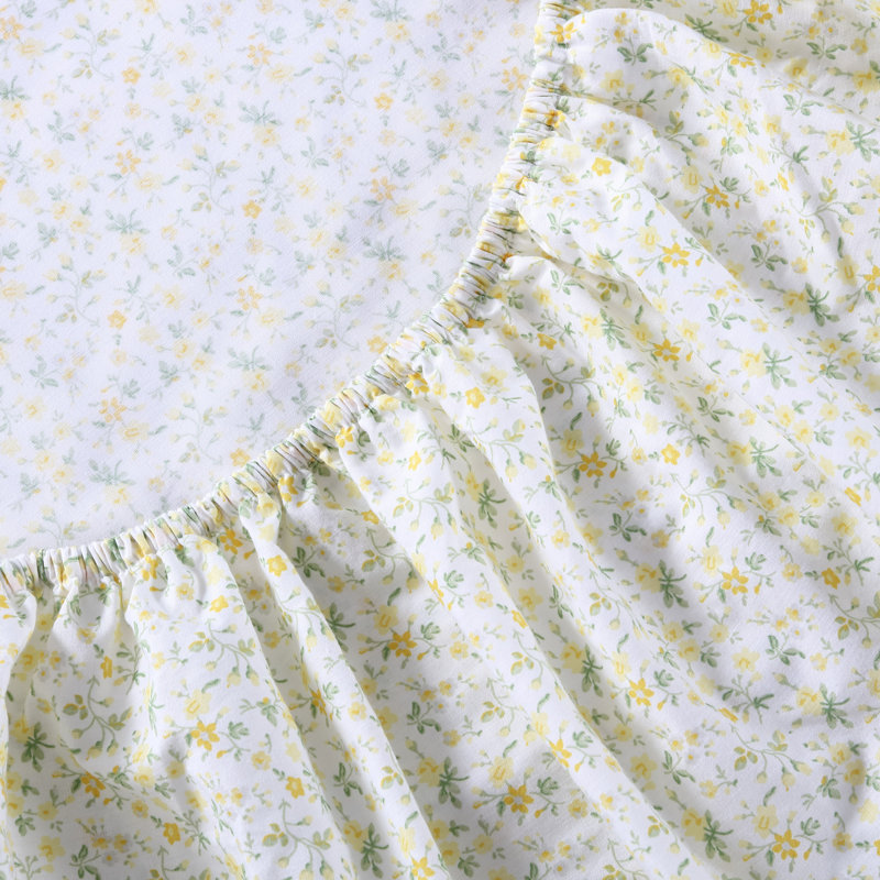 Twin White Cotton Percale Printed Sheet Set