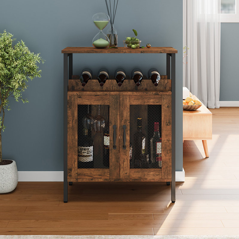 Solid Wood Open Shelving Wine Bottle Rack Brown