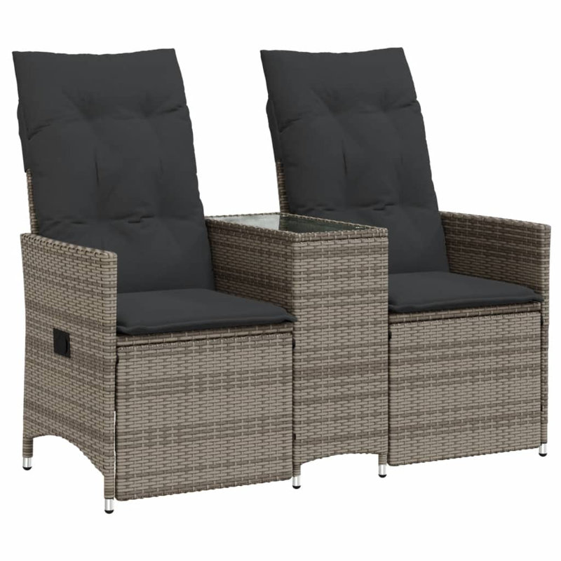 Vidaxl Reclining Garden Sofa Grey, Gray, Dark Gray