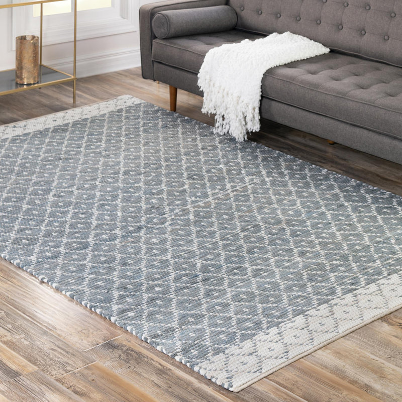 Tapis à motif de treillis gris et gris, Rectangle 8 pi x 10 pi