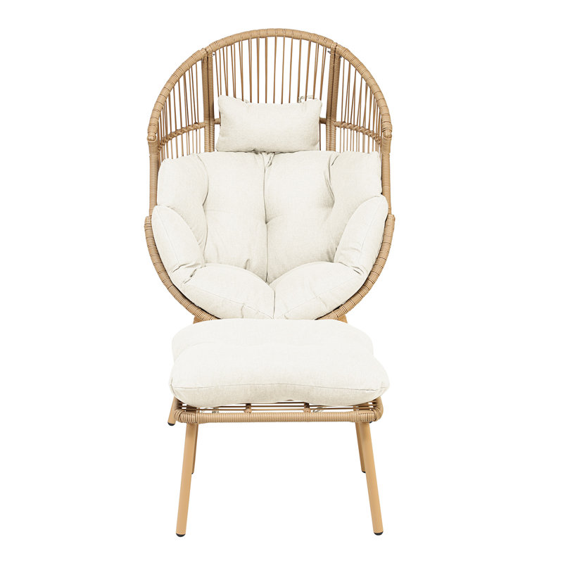 Nestara Standing Egg Chair and Stool, Cream