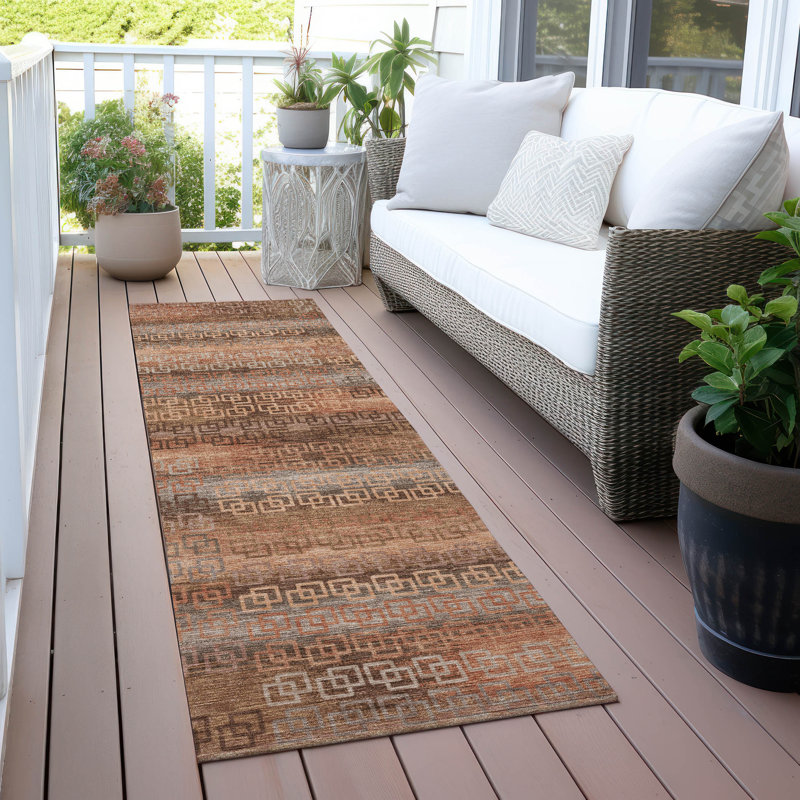 Tapis cuivre intérieur / extérieur lavable à la machine Xhevrie, Tapis de couloir 2 pi 3 po x 7 pi 6 po