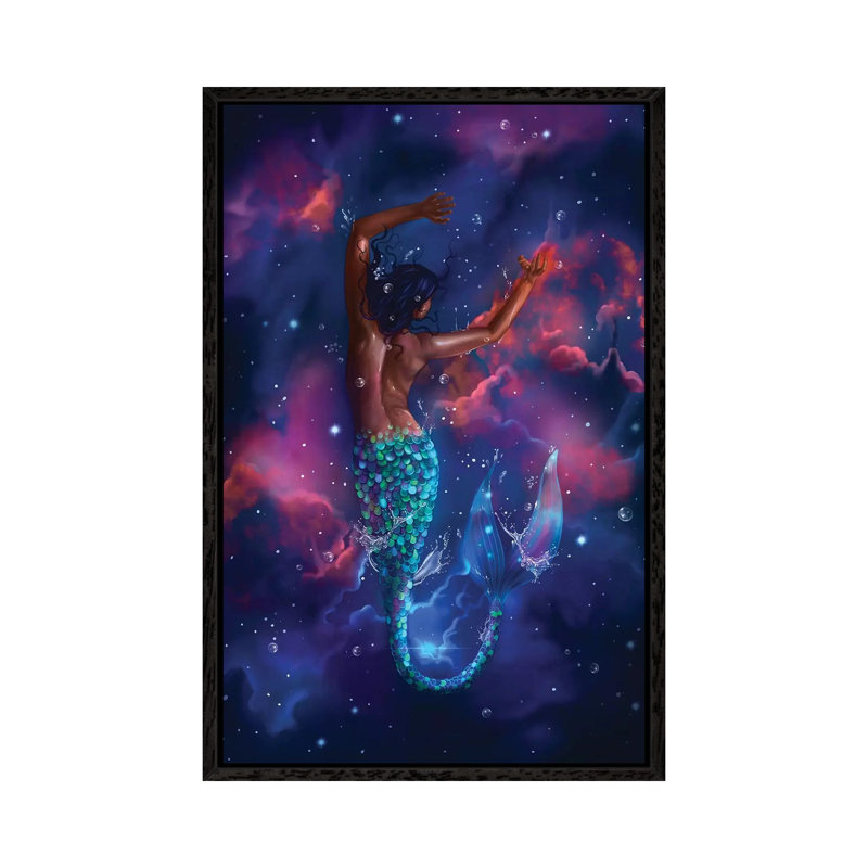 Dream Big Little Mermaid by Stephanie Sanchez - Print on Canvas, Black Framed, 101.6 cm H x 66.04 cm W