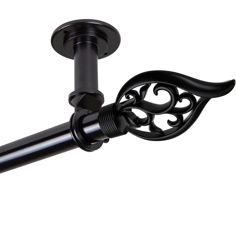 Tringle à rideaux simple réglable 1 po Addien, 120" - 170", Noir