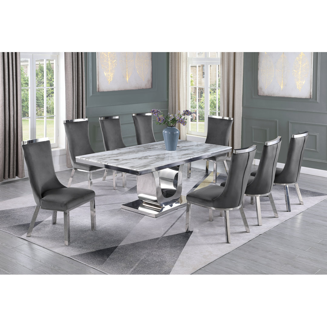 8 - Person Pedestal Dining Set Best Quality Furniture Chair 