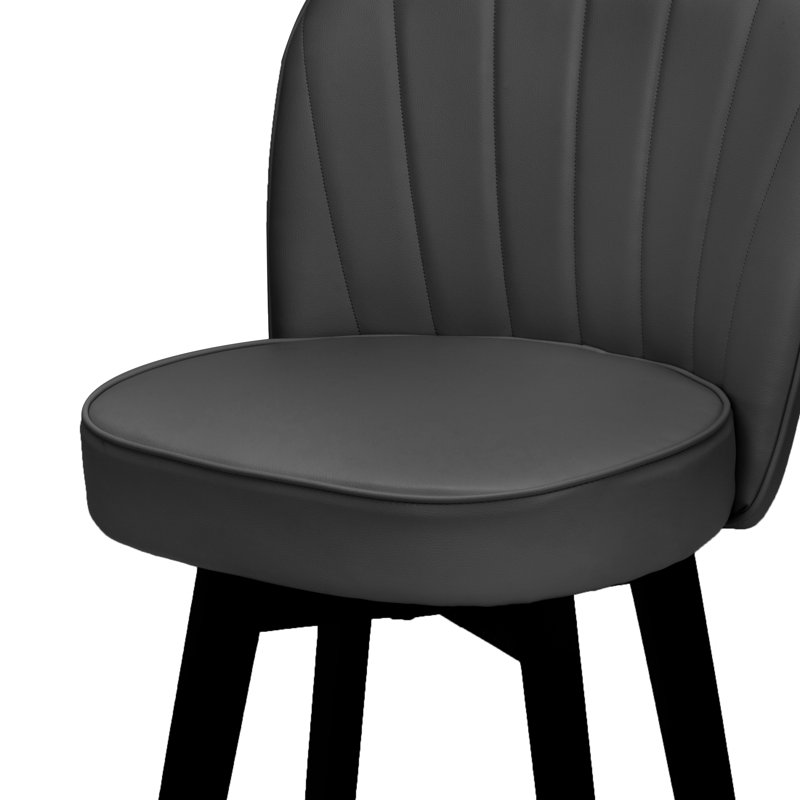 MINCETA 360° Swivel Bar Stools Set of 2, 26 Inch Counter Height Bar Stool with Shell Backrest, PU Leather Upholstered Bar Chair with with Footrest, for Kitchen Island, Home Bar, Dark Gray