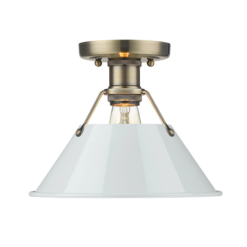 Plafonnier encastré à une lumière de 10 po Weatherford, Laiton vieilli, Bleu sombre