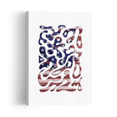 Abstract American Flag Abstract Modern Landscape Nature Wall Art Print 1 Piece Wrapped Canvas Wall Art