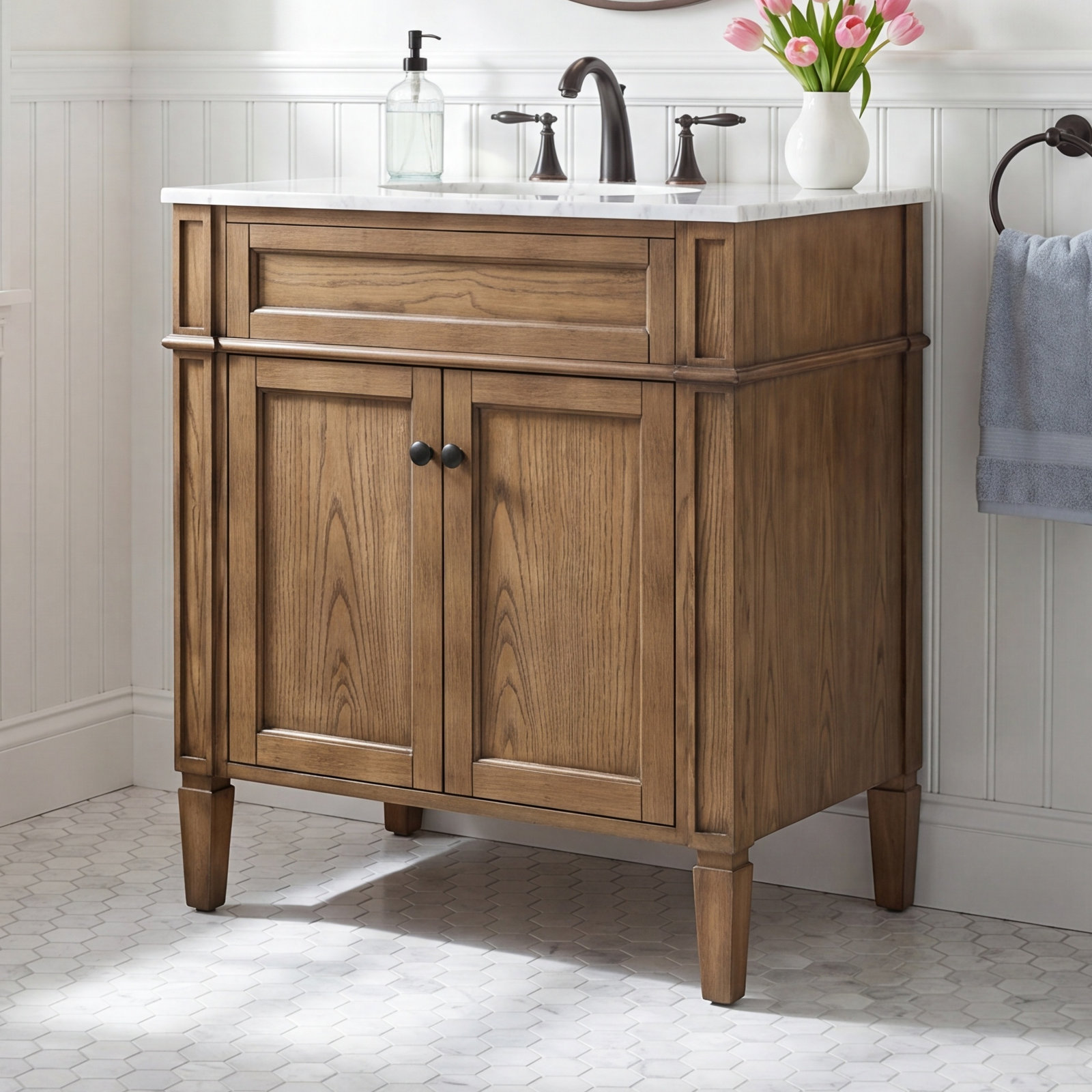 Rivers 30'' Single Bathroom Vanity, Driftwood