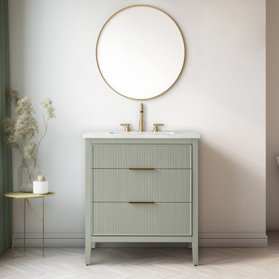 Bilroy 30'' Single Sink Bathroom Vanity with Engineered Stone Top