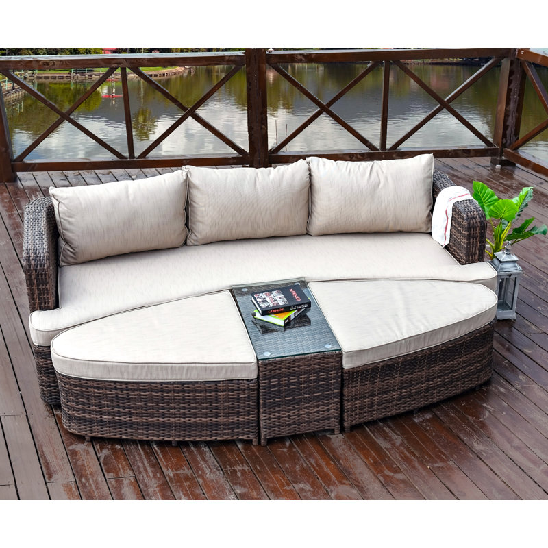 89'' Wide Curved Patio Daybed with Cushions