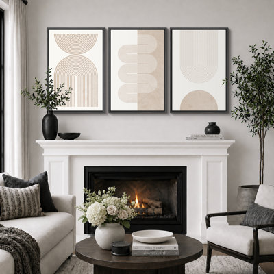 "Mid-Century Modern Boho" Duotone Beige Abstract Lines