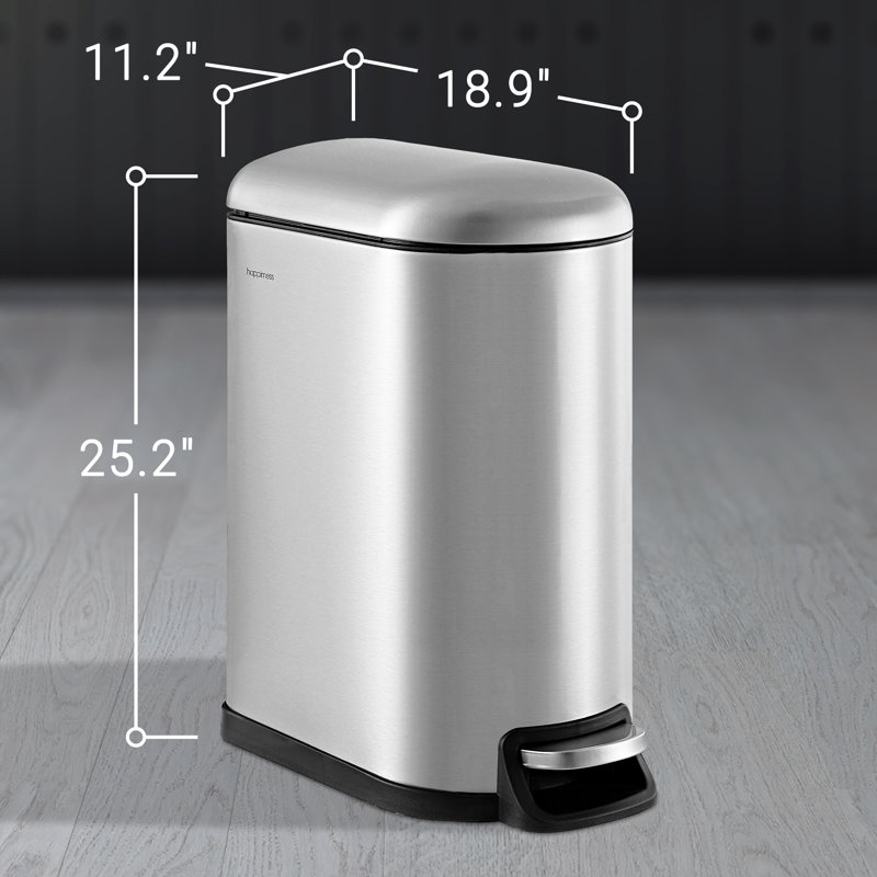 Roland Mini Stainless Steel Step-Open Trash Can, 2.6-Gallon, Chrome Finish