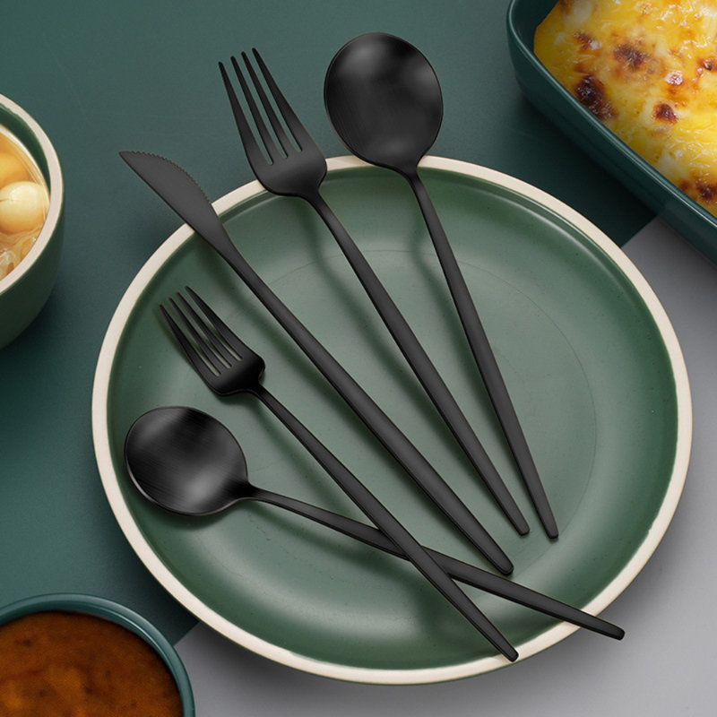 Mercer41 Rufaidah Stainless Steel Flatware Set - Service for 6, Matte Gray