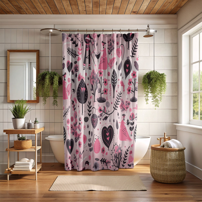 Rideau de douche 1 pièce Sweet Vibe, H 74 po x l 71 po