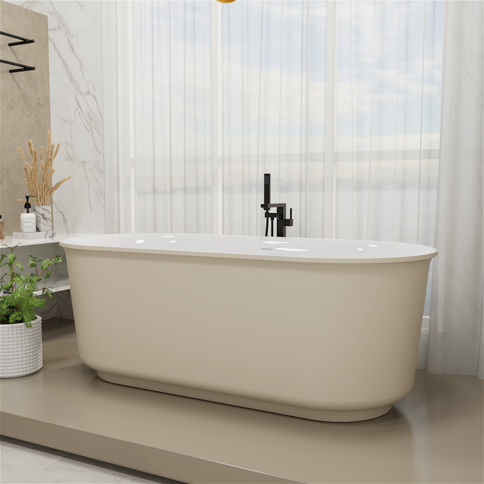 Colour 59'' Soaking Bathtub, Khaki