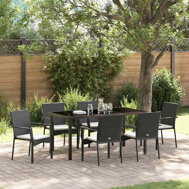 Ensemble de salle à manger de jardin avec coussin 7 pièces vidaXL, 28.74" H x 78.74" W x 31.5" D, 6