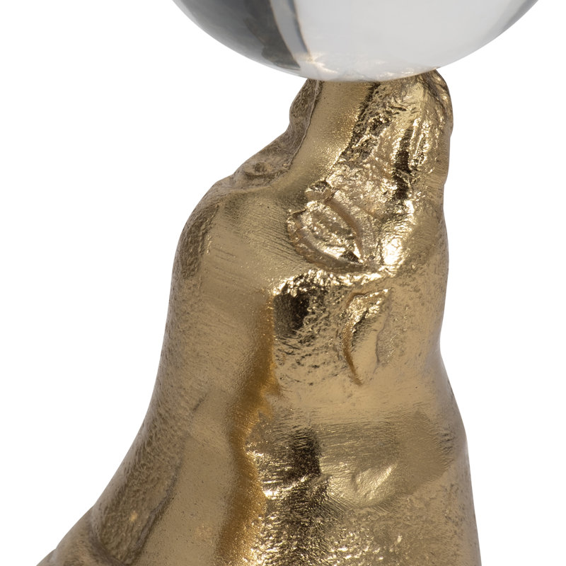 Charmante figurine de sculpture d'otarie - Objets et statues décoratifs pour la maison et décorations pour le salon - Décoration moderne pour décoration de cuisine et de table, ou accessoires de bureau - 7 po, doré
