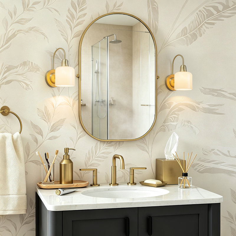 Armed Wall Sconce with Cream Glass Shade