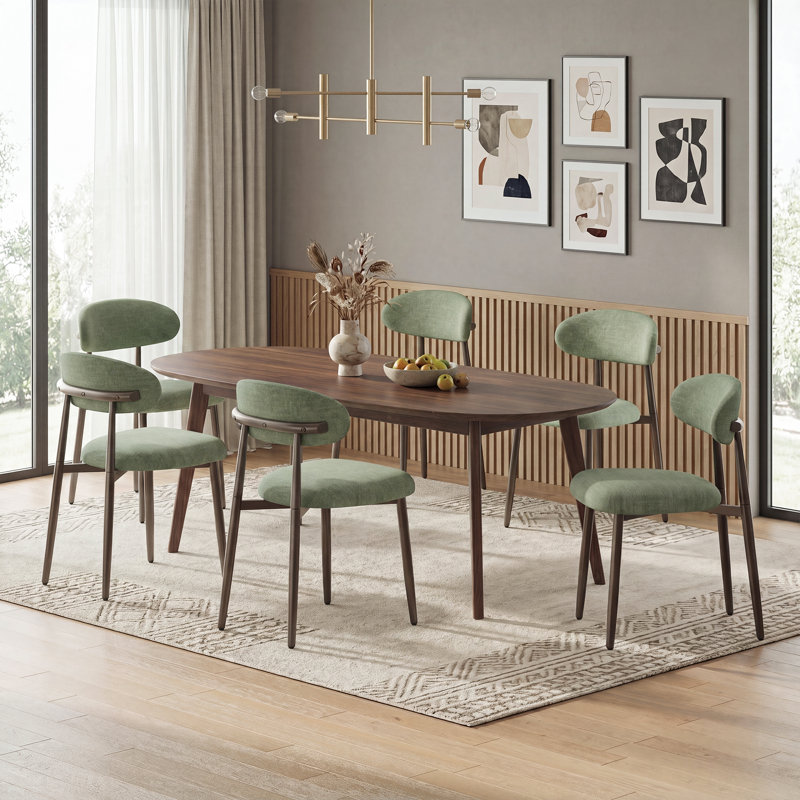 50.5cm H Upholstered Upholstered Back Side Chair in Brown, Green