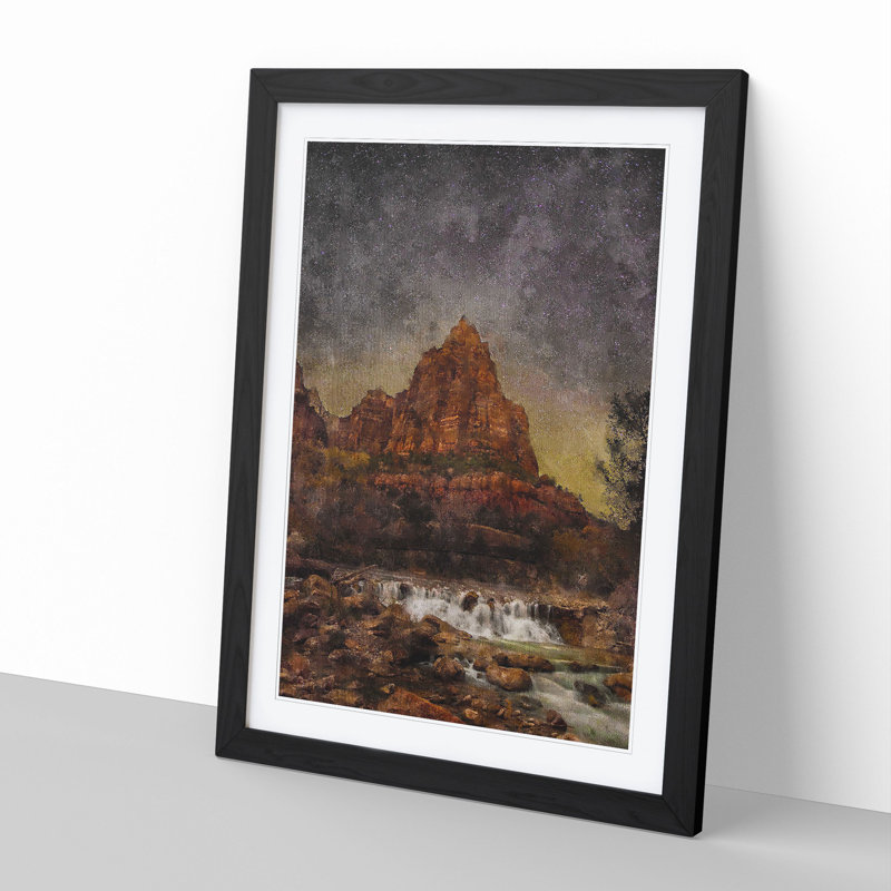 Beneath the Stars in Zion National Park - Picture Frame Painting, Black Framed, 48cm H x 36cm W x 2cm D