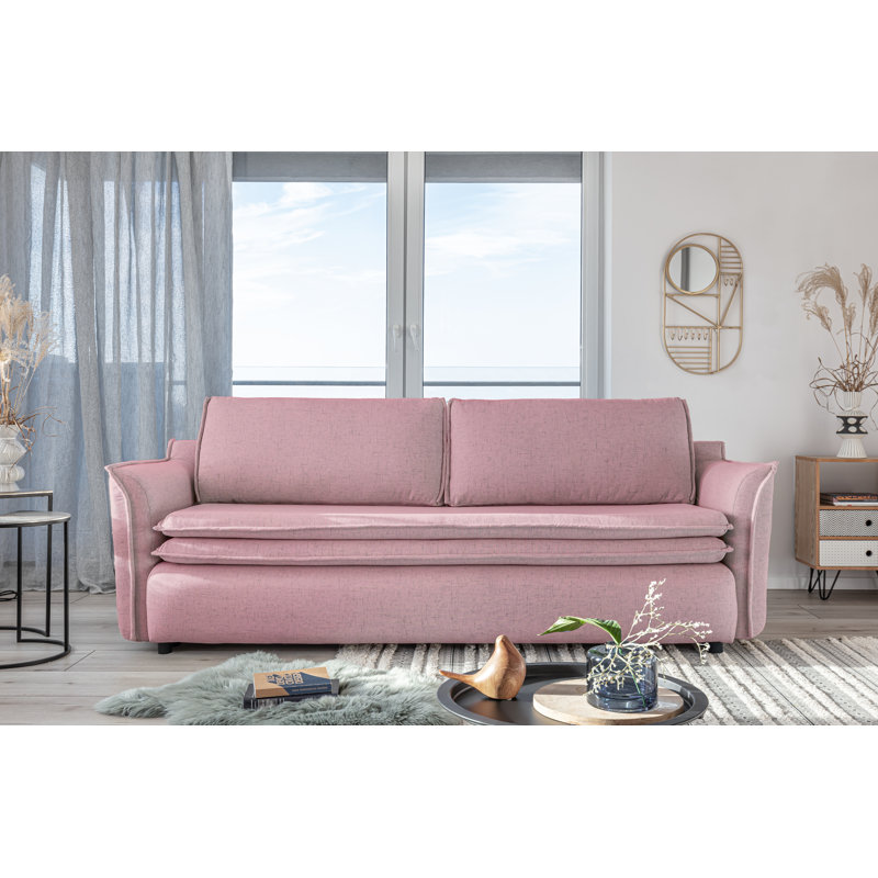Charming Charlie 3 Seater Sofa Bed, Pink