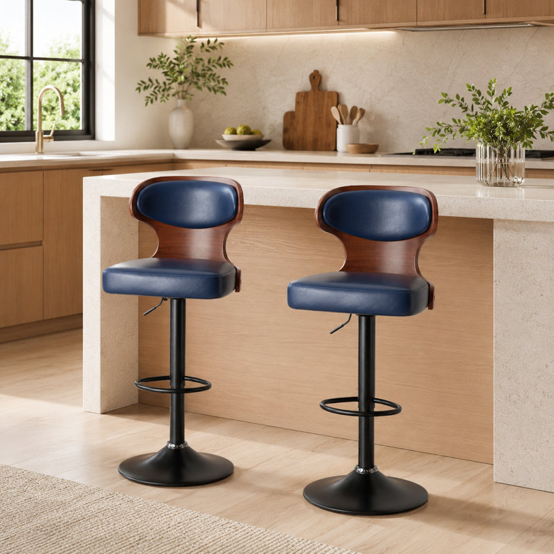 Tabouret tournant à hauteur réglable Bentwood, Bleu