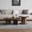 Table basse ronde simple en noyer noir