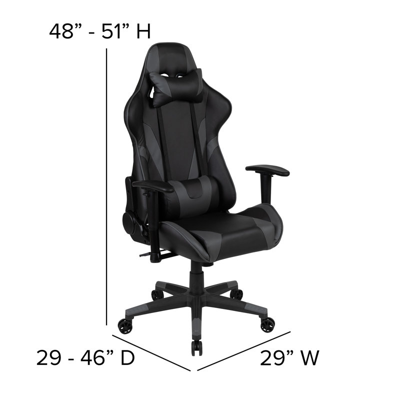 Ensemble de bureau et de chaise de jeu Bridesdale avec porte-gobelet, crochet pour casque et support pour écran