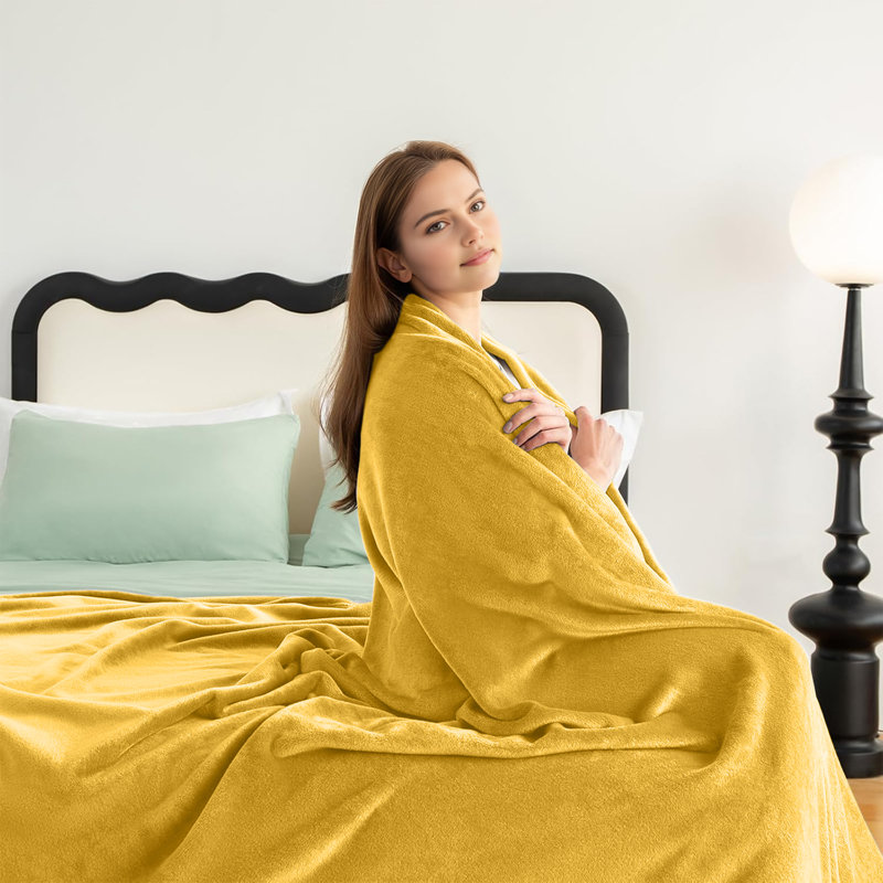 Couverture en molleton grand - 300 g / m², Grand lit, Ocre
