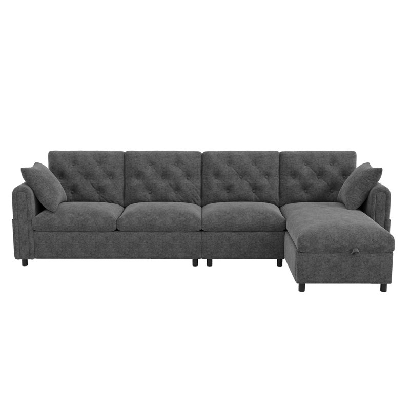 4 Seater Velvet Sofa, Grey