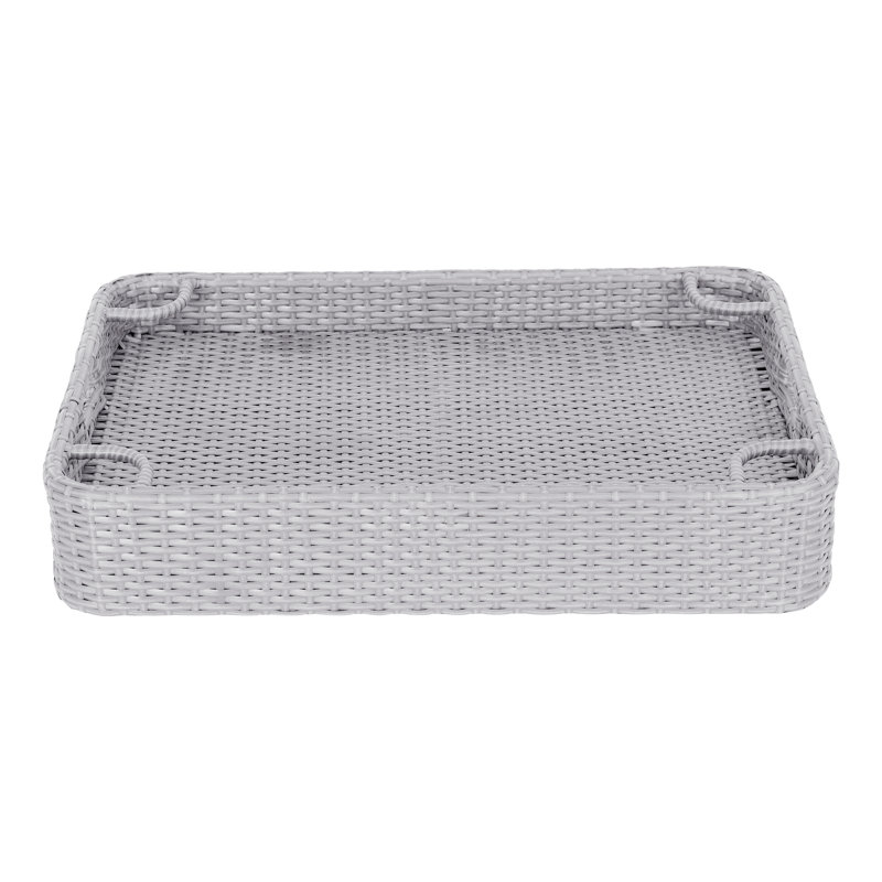 Sunjoy Wicker Floating Tray 36x24 inch Aluminum Frame Pool Tray Swimming Floating Serving Tray for Drinks, Snacks, and Essentials