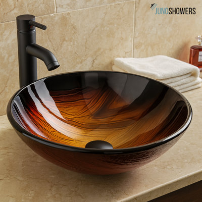 Lavabo vasque en verre trempé avec robinet en bronze huilé Lucca Bracilia