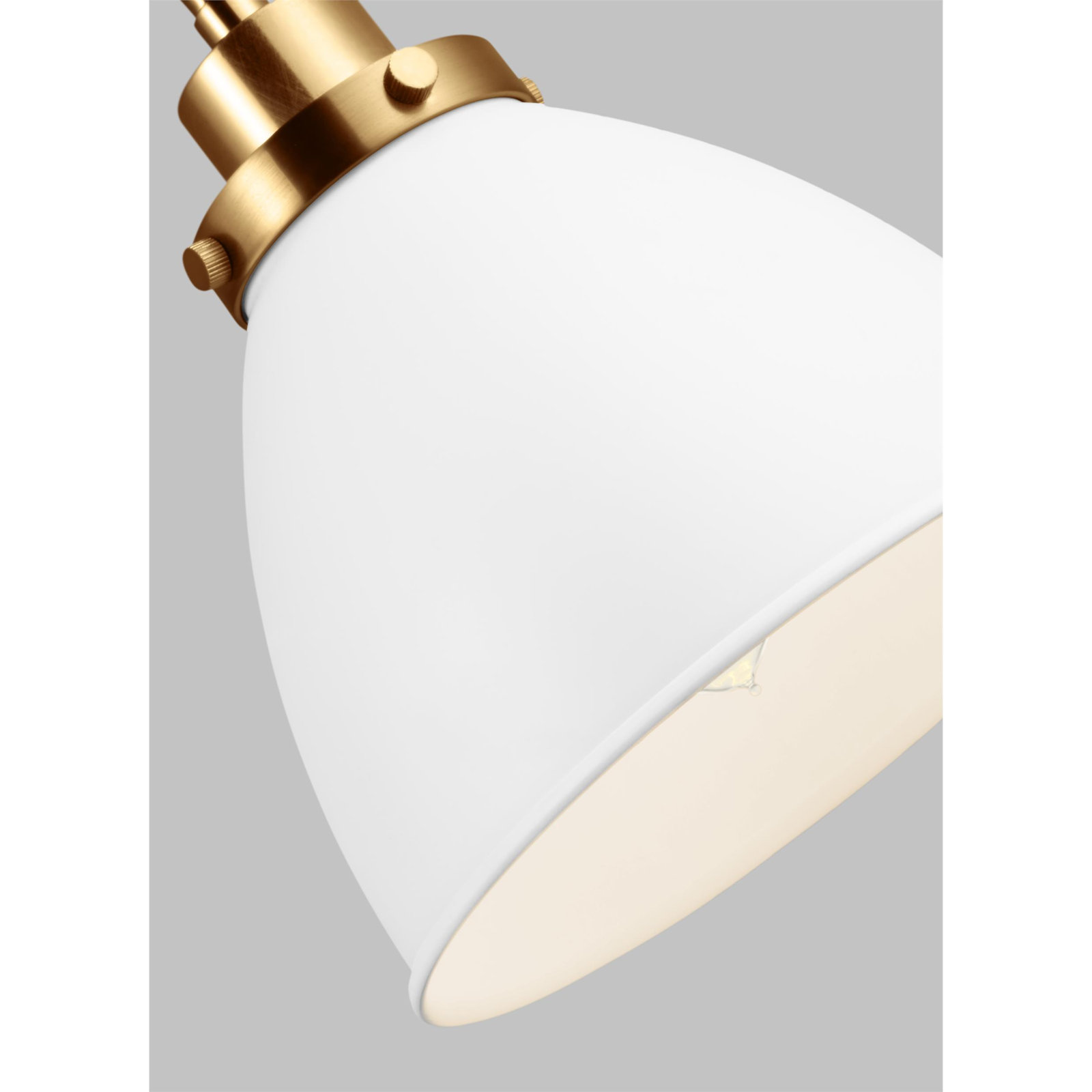 Single Light Dimmable Armed Sconce, Burnished Brass, Matte White