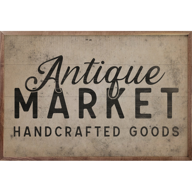Antique Market Handcrafted Goods Black, 36" W x 24" H, Tan