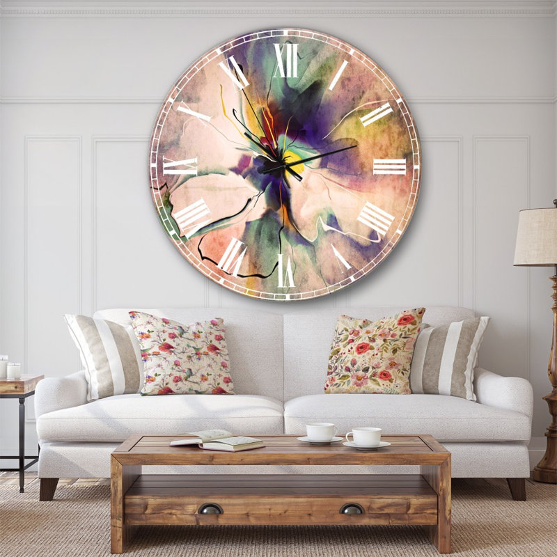Abstrait fleur bleue créative - horloge murale moderne, Grand