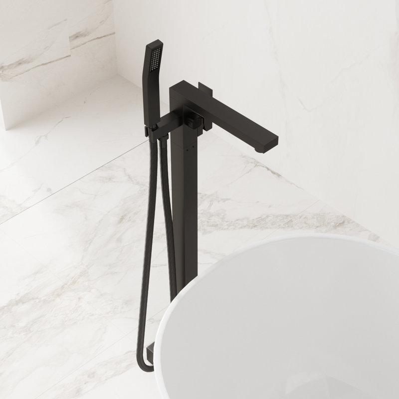 Bathroom Tub Faucet, Matte Black, Solid Brass Construction, Precision Dual - Temperature Control, 360 Horizontal And 90 Vertical Rotating Spout Filler, Precise Flow With Soft Aerator
