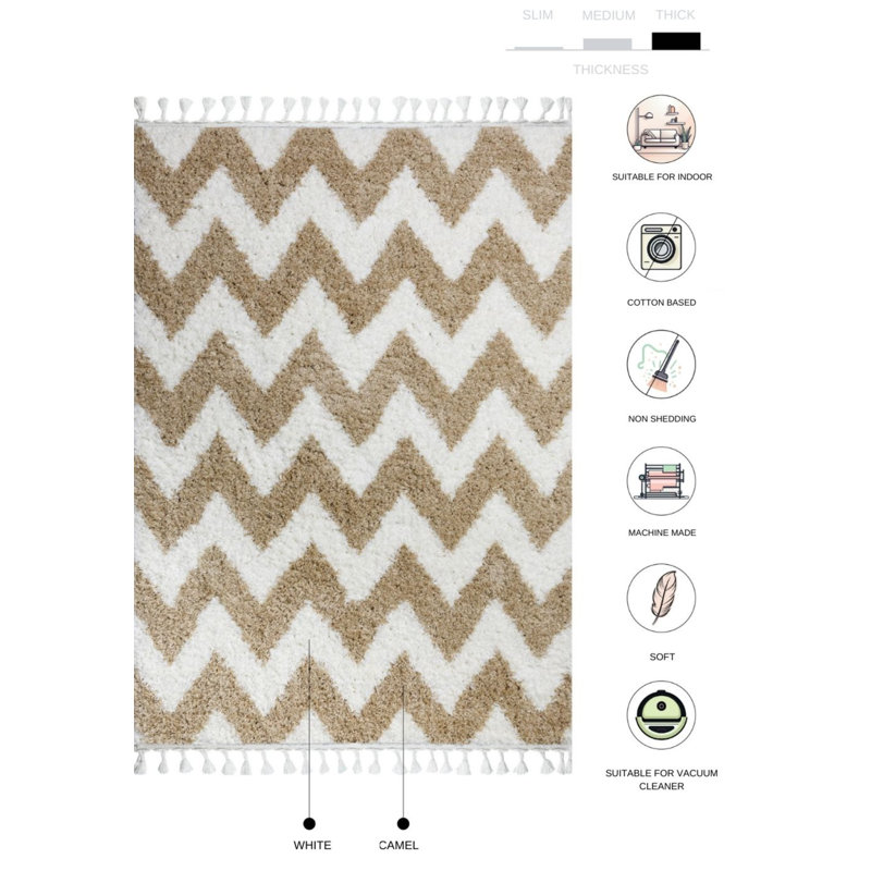 Tapis à poils longs Marou, Rectangle 1 pi 8 po x 2 pi 8 po