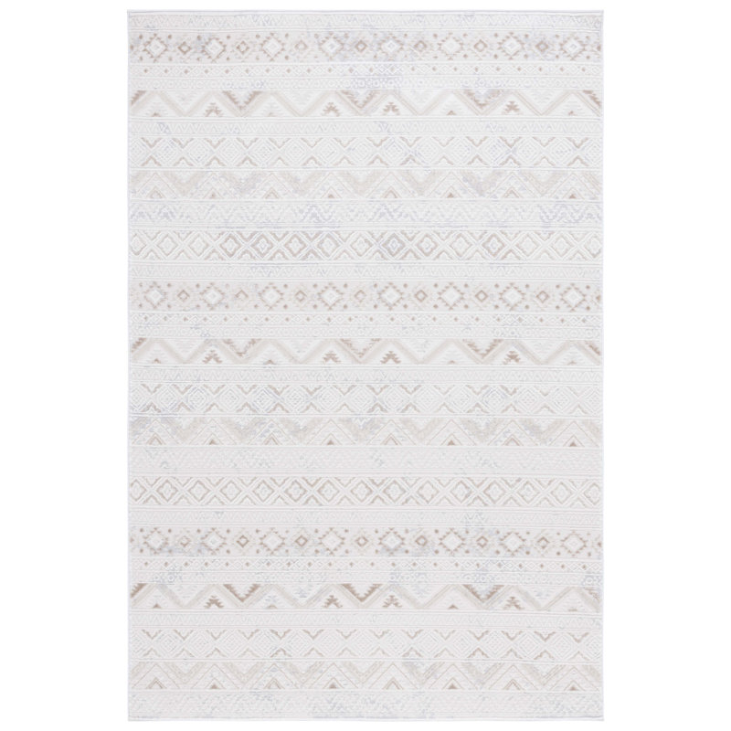Tapis ivoire / beige en polyester / polypropylène tissé à la machine Kaleel, Rectangle 9 pi x 12 pi