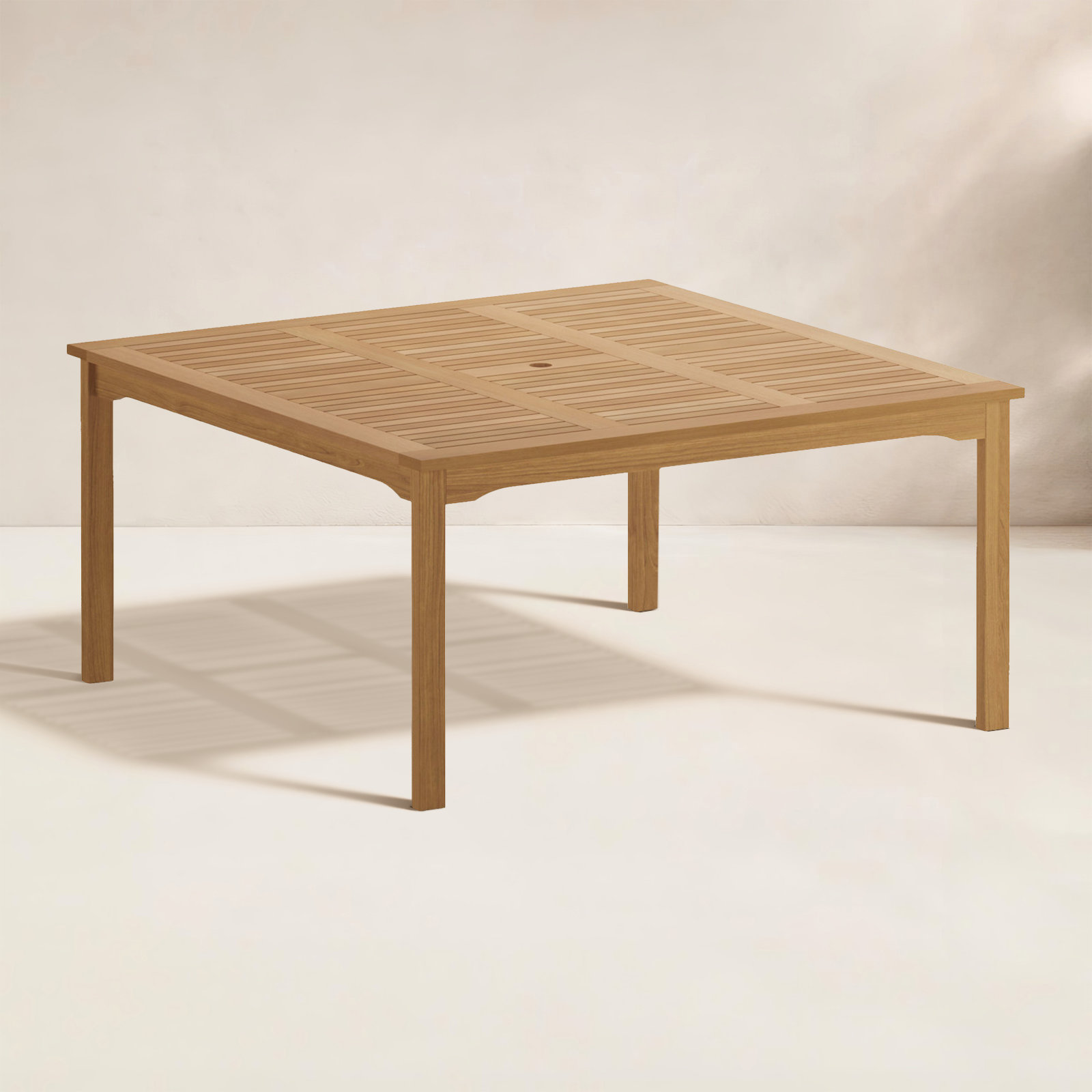 Alyisa 59" Eucalyptus Patio Dining Table, Light Wood